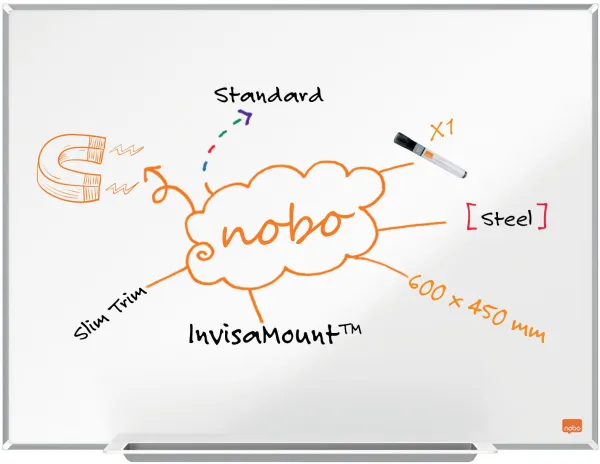 Nobo Impression Pro stål whiteboard 60x45cm hvid
